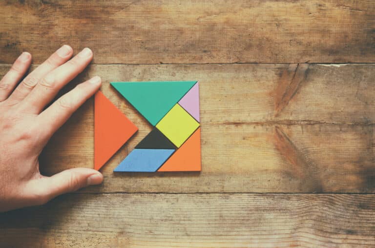 hand solving square puzzle